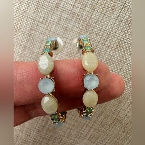 Elegant Gold and Blue Hoop Earrings ✨